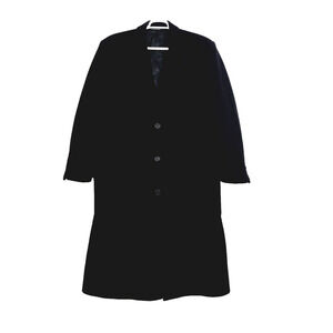(Ag4) Tailors Row Finery Trench Coat Mens Size 44L Wool Blend Long Sleeve Black